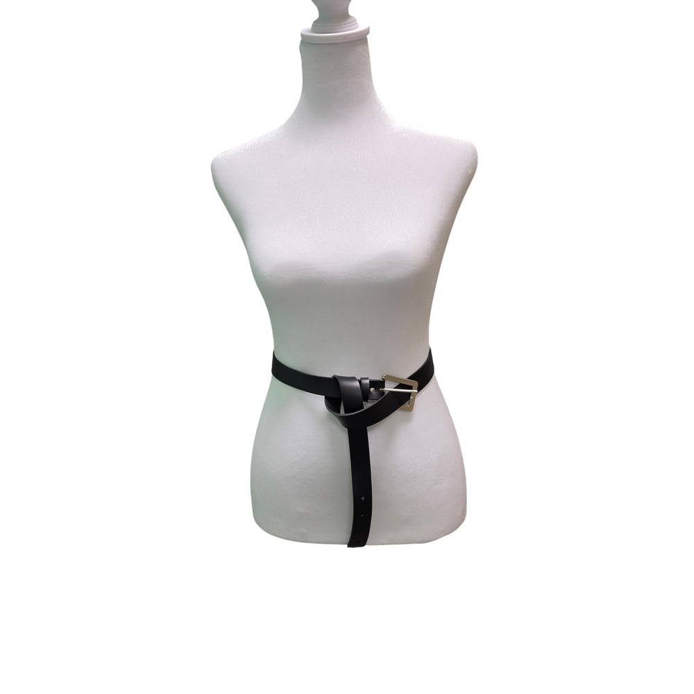 Belt Unbranded 28W Womens Black Excellent Leather Silver Buckle Mexico Made - Picture 5 of 5